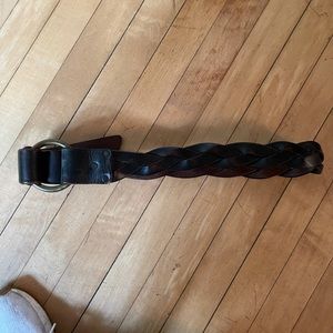 RRL woven brown leather belt